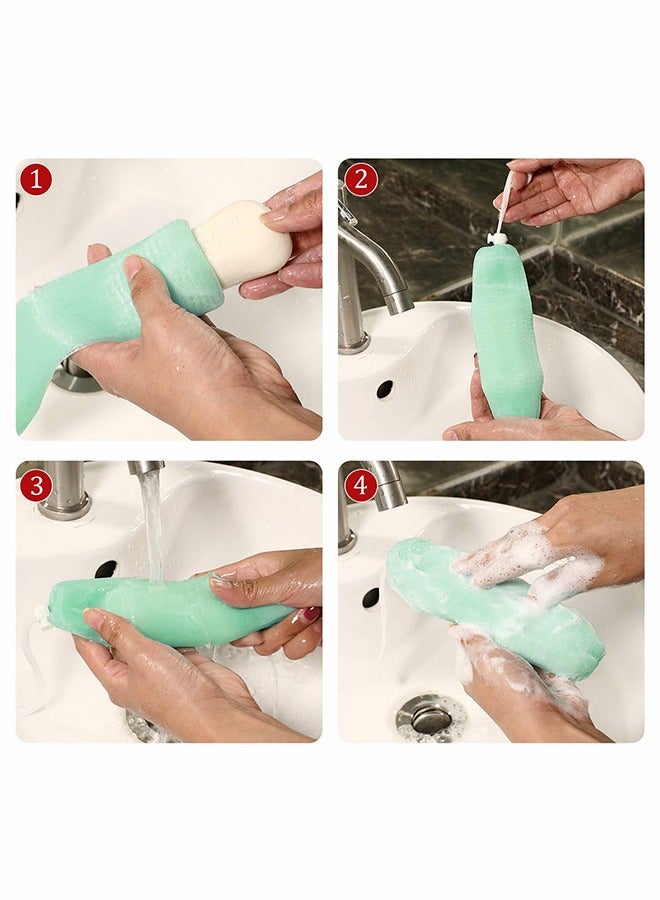 4-Piece Exfoliating Mesh Soap Pouch, Soap Bags for Shower, Mesh Soap Bag Bubble Foam Net for Body Facial Cleaning Tool  - Image 3