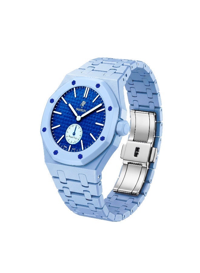 حزام ساعة سيراميك متوافق مع ساعة AP x Swatch Royal Pop – حزام بديل مقاوم للماء بتصميم تاج عند موضع الساعة 3 - Image 1