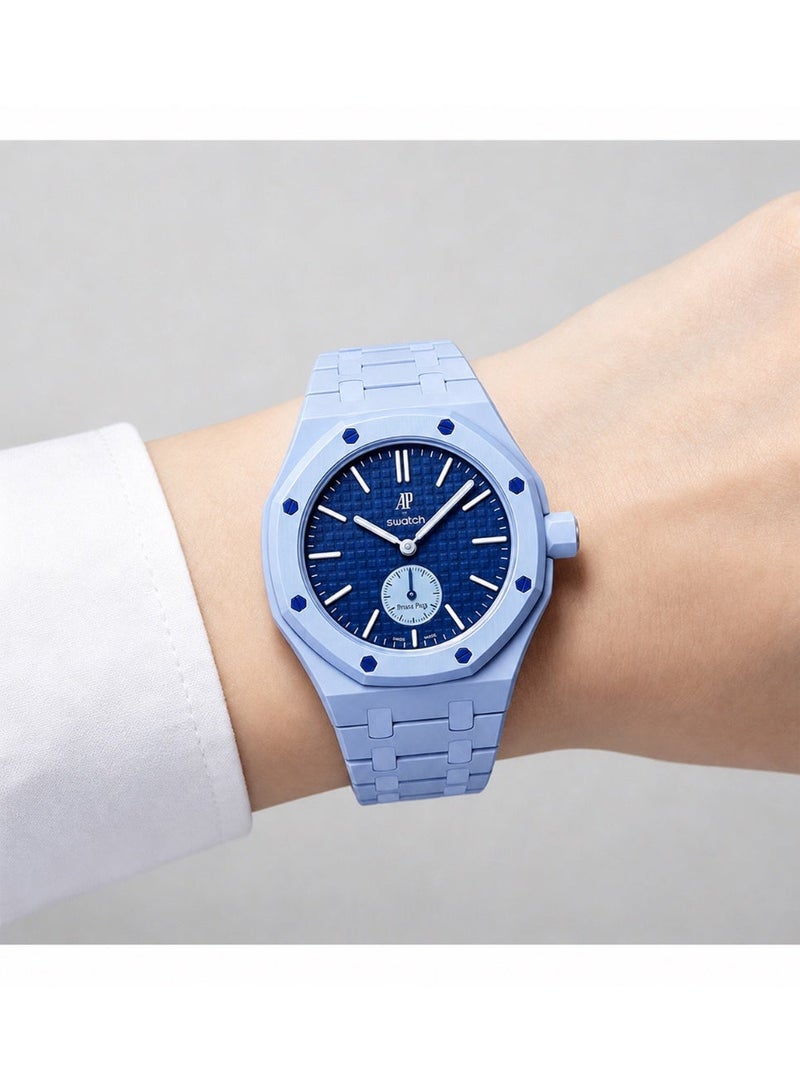 حزام ساعة سيراميك متوافق مع ساعة AP x Swatch Royal Pop – حزام بديل مقاوم للماء بتصميم تاج عند موضع الساعة 3 - Image 2