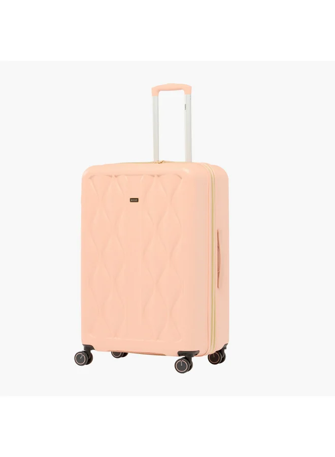 Wave Women's Hardcase Trolley Bag with Retractable Handle and Wheels - Set of 3 Set-3 - 20-24-28