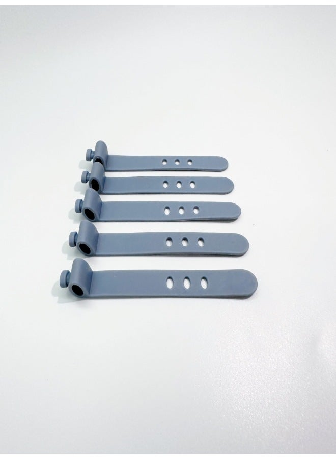 Loquat 2 Holes 3 Holes Data Cable Tie Earphone Bundle Storage Belt Silicone Tie Charging Cable Winding Cable Tie Cable Tape-Color:Grey (3 Holes 73mm Oval Buckle) - Image 1