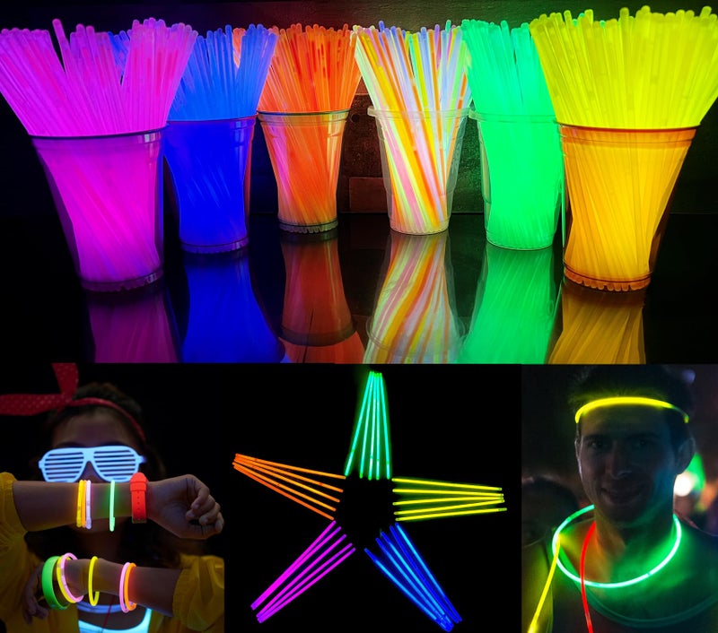 GiftExpress Glow Sticks Bulk 600 Pcs for New Year 8 Assorted Neon Color Glow In The Dark Glowsticks Bulk Light Up Party Favors to Make Glowstick Necklaces Bracelets Decorations for Kids - Image 3