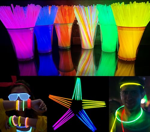 GiftExpress Glow Sticks Bulk 600 Pcs for New Year 8 Assorted Neon Color Glow In The Dark Glowsticks Bulk Light Up Party Favors to Make Glowstick Necklaces Bracelets Decorations for Kids - Image 1