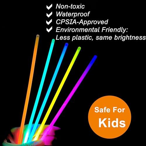 GiftExpress Glow Sticks Bulk 600 Pcs for New Year 8 Assorted Neon Color Glow In The Dark Glowsticks Bulk Light Up Party Favors to Make Glowstick Necklaces Bracelets Decorations for Kids - Image 5