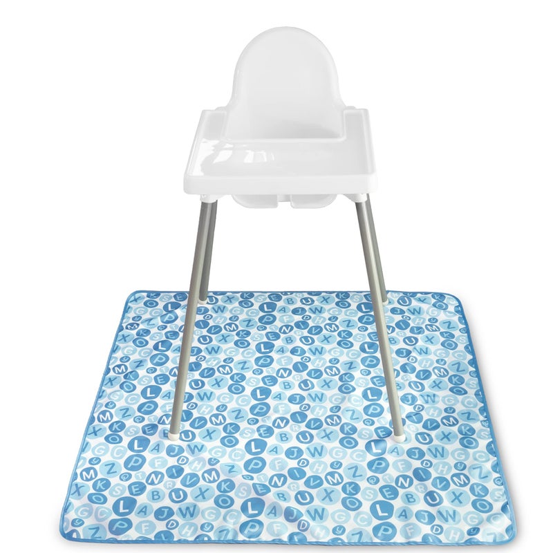 S&T INC. Baby Splat Mat for Under High Chair, Water Resistant Floor Mat, 42 Inches by 42 Inches, Blue Alphabet - Image 1