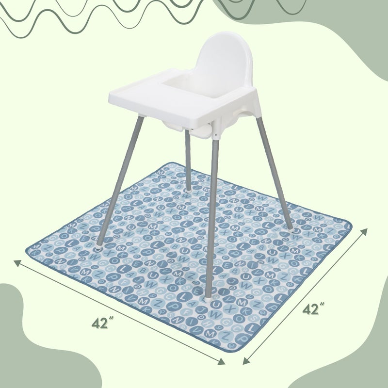 S&T INC. Baby Splat Mat for Under High Chair, Water Resistant Floor Mat, 42 Inches by 42 Inches, Blue Alphabet - Image 5