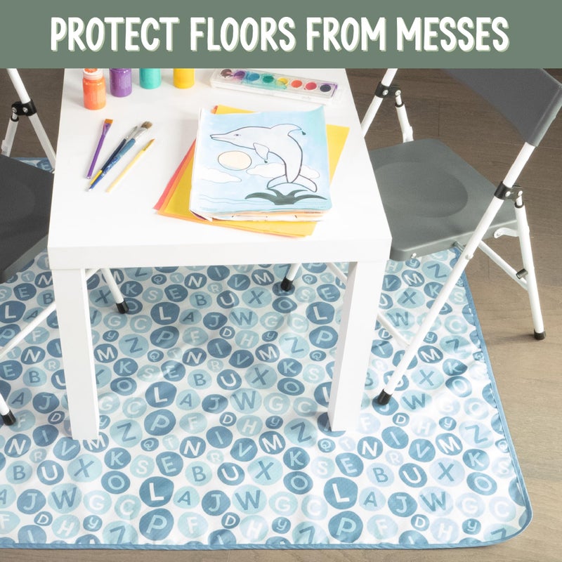 S&T INC. Baby Splat Mat for Under High Chair, Water Resistant Floor Mat, 42 Inches by 42 Inches, Blue Alphabet - Image 4