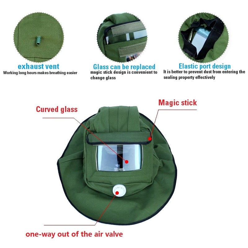 CKLT Sand Blasting Hood Cap, Canvas Shawl Sandblaster Protective Gear Mask Anti-dust Hood for Spraying Sanding Cutting, DIY Painting Woodworking Protection - Image 5