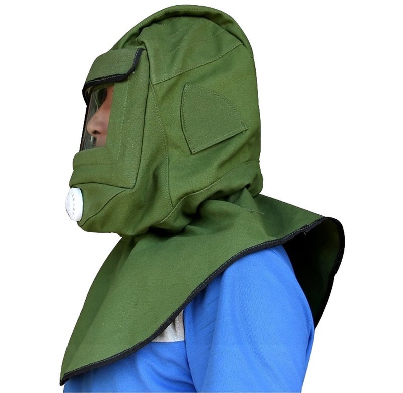 CKLT Sand Blasting Hood Cap, Canvas Shawl Sandblaster Protective Gear Mask Anti-dust Hood for Spraying Sanding Cutting, DIY Painting Woodworking Protection - Image 3