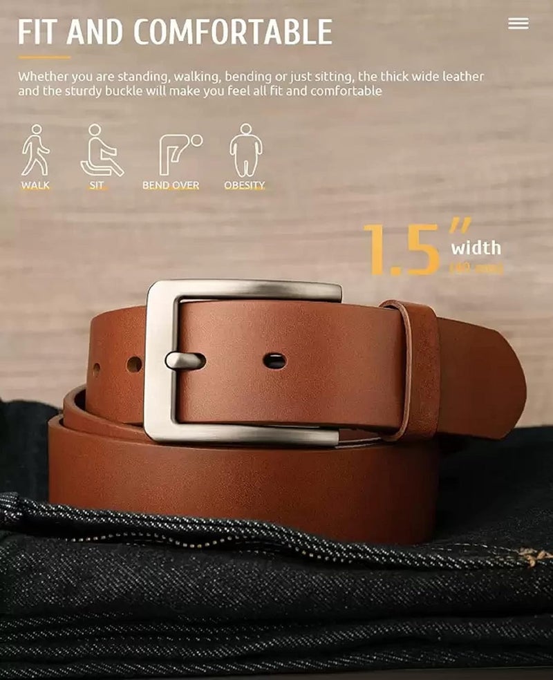 CREATURE Formal/Casual Black Color Genuine Leather Belts For Men (Length- 46 inches||40MM||BL-042-BLK) - Image 3