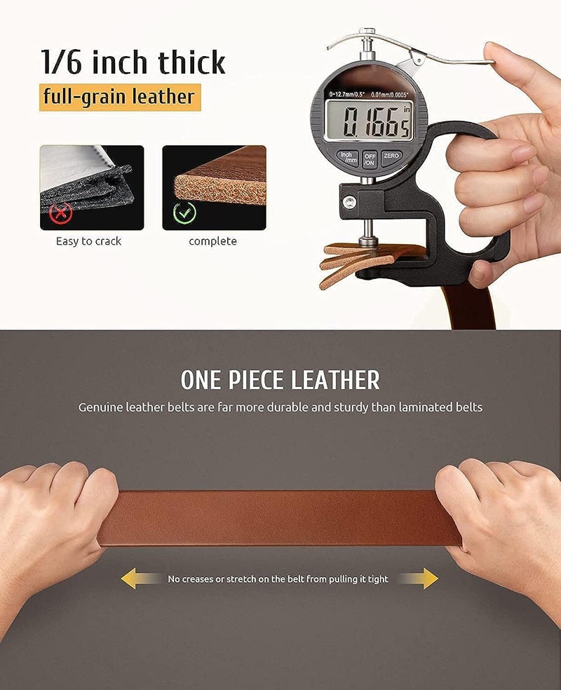 CREATURE Formal/Casual Black Color Genuine Leather Belts For Men (Length- 46 inches||40MM||BL-042-BLK) - Image 4