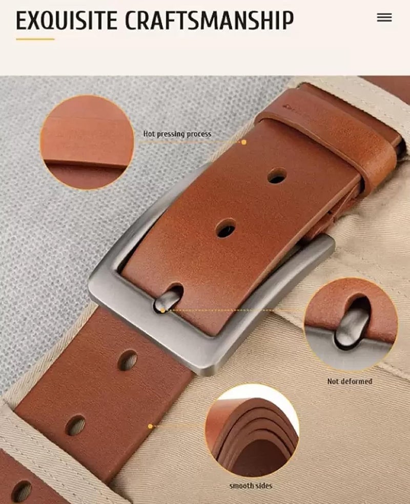 CREATURE Formal/Casual Black Color Genuine Leather Belts For Men (Length- 46 inches||40MM||BL-042-BLK) - Image 5
