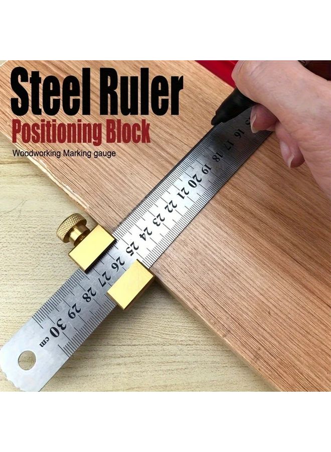 كتلة تثبيت مسطرة الصلب الذهبية لوضع العلامات والتوجيه في النجارة - Image 3
