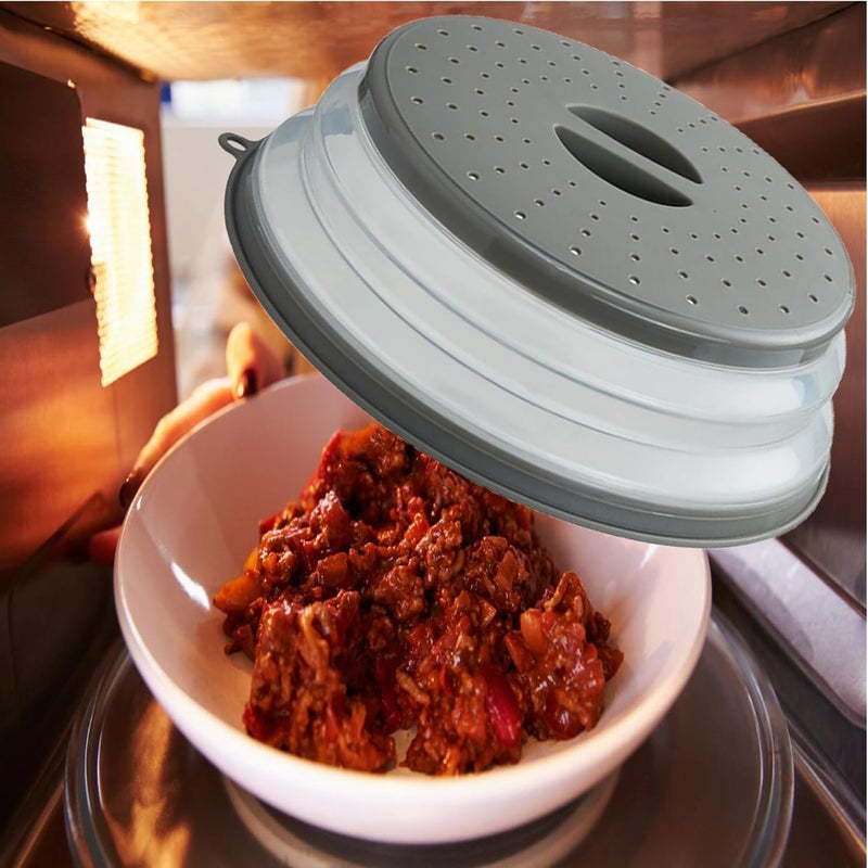 XGHJ Microwave Splatter Cover Vented for Food, Splatter Guard & Colander Kitchen Gadget for Fruit Vegetables Microwave Plate Cover with Hook Hole,Dishwasher-Safe,BPA-Free Silicone & Plastic (1 Pack) - Image 2