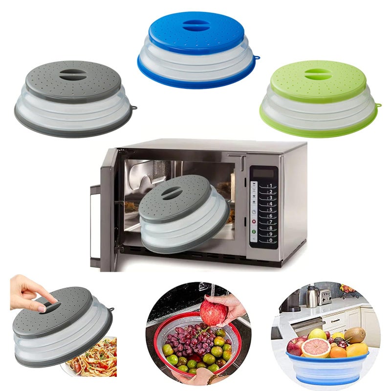 XGHJ Microwave Splatter Cover Vented for Food, Splatter Guard & Colander Kitchen Gadget for Fruit Vegetables Microwave Plate Cover with Hook Hole,Dishwasher-Safe,BPA-Free Silicone & Plastic (1 Pack) - Image 5