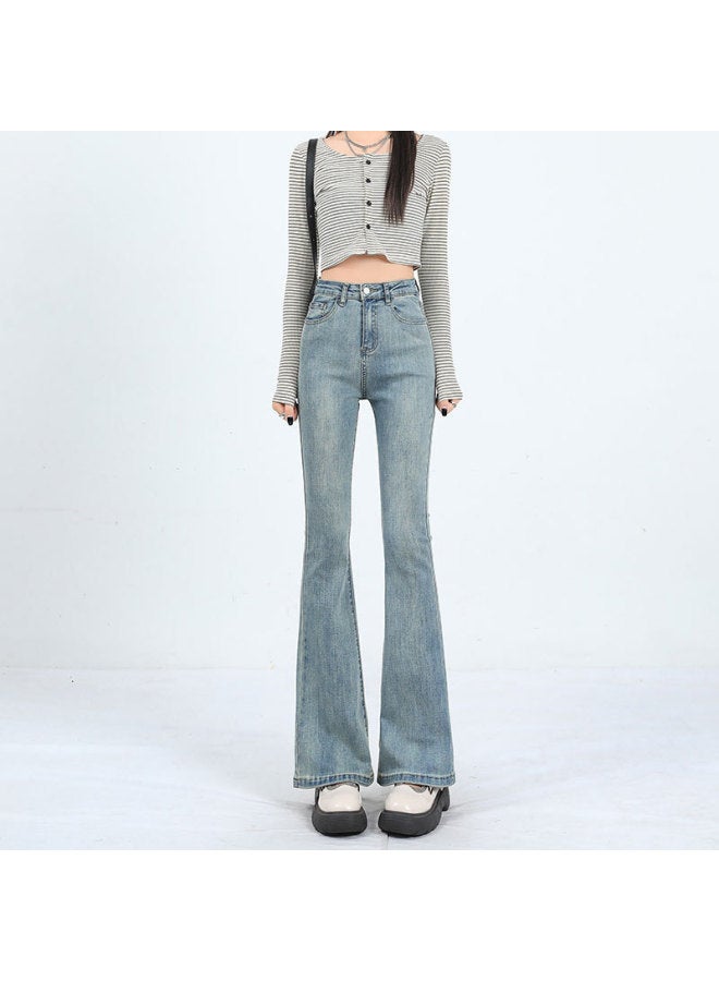 Petite Black Flared Jeans For Women, High-waisted, Slimming, Stretchy, Bootcut Pants, New For Spring And Autumn
