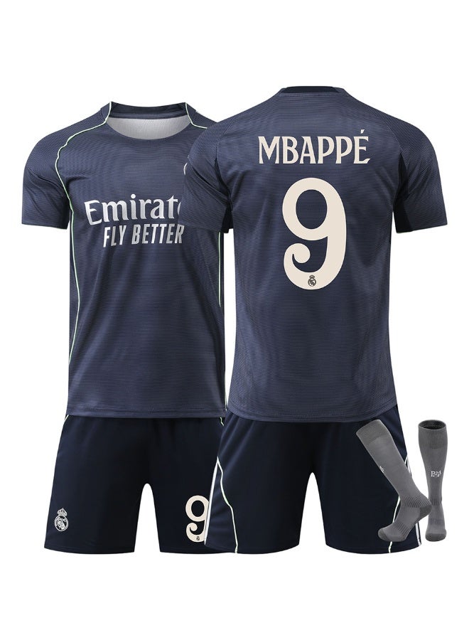 ريال مدريد 2025-2026 ريال مدريد لكرة القدم موحدة #9 مبابي كرة القدم جيرسي السراويل الجوارب دعوى حجم الأطفال وحجم الكبار ، هدية للجماهير والأصدقاء - Image 1