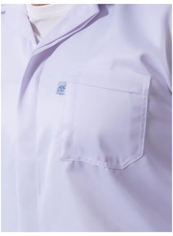 Men Classic White Lab Coat Long Sleeve Button Front Work Coat with Pockets Tailored Fit - Image 5