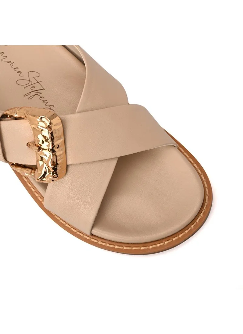 Carmen Steffens  Papete Ivory Crossed Straps with Buckle for Women | Best Price UAE