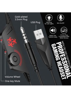 BENGOO V-4 Gaming Headset for Xbox One, PS4, PC, Controller, Noise Cancelling Over Ear Headphones with Mic, LED Light Bass Surround Soft Memory Earmuffs for PS5 Laptop Mac PS2 Gamecube -Red  - Image 4