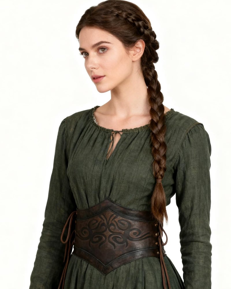 L'VOW Women Viking Belt Medieval Elastic Wide Brown Leather Belt Renaissance Accessory(Medium) - Image 3