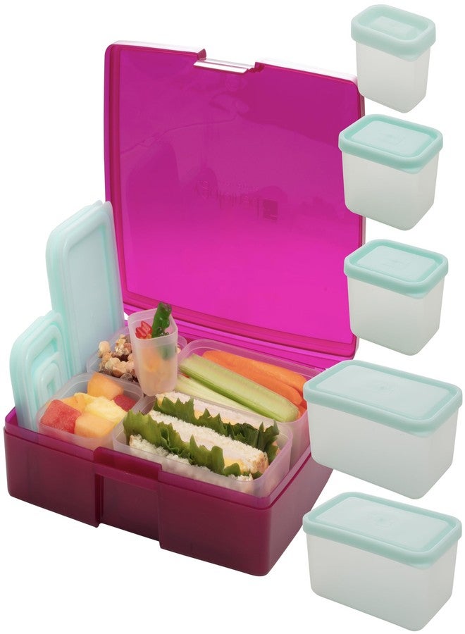 Bentology Bento Lunch Box Set w/ 5 Inner Removable Containers, Leak Proof, Food Prep & Snack Packing Compartments - Stackable, Microwave Safe Nesting Containers w Lids, Easy to Clean & Store - Image 1