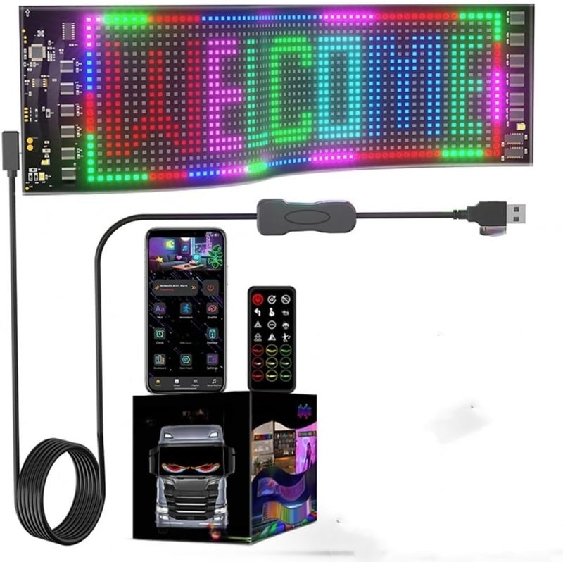 Programmable Scrolling LED Display, USB Interface, Flexible Advertising, Digital APP Control, Customizable DIY Editor, Text and Graphic Animation, Suitable for Automobiles.