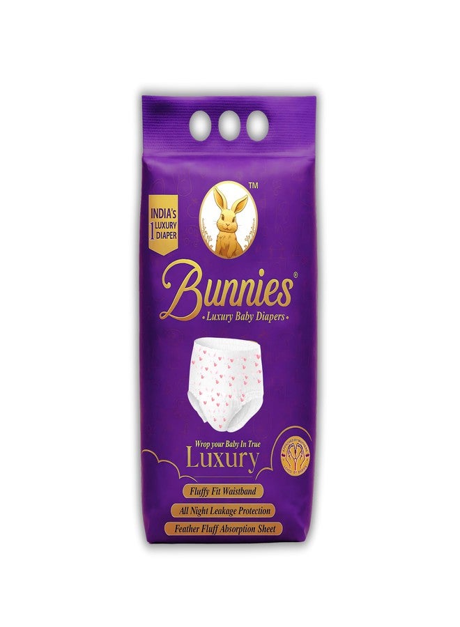 Bunnies Premium All Night Absorb Pant Style Baby Diapers, Extra Large (XL) Size 12-18kg, Pack of 12 Ultra Soft Babies Diapers with Leakage Guard & Anti-Bacterial with 12 Hours Absorption