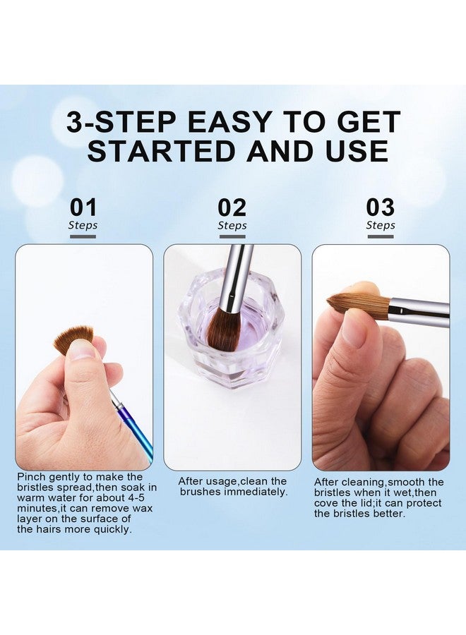Shine Chance Acrylic Nail Brush Size 12, 100% Pure Kolinsky 3D Art Nail Brush With Gradient Blue Handle, Art Design Powder Nail Brush Pen For Nails Extension & Carving, Acrylic Application Tools - Image 5