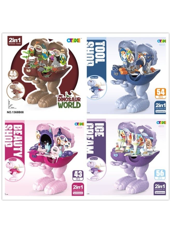 Children's Cooking Tableware Medical Tools Beauty Supermarket Sliding Tyrannosaurus Storage Suit Simulation Play House Toys-Specifications:1368B01 - Image 2