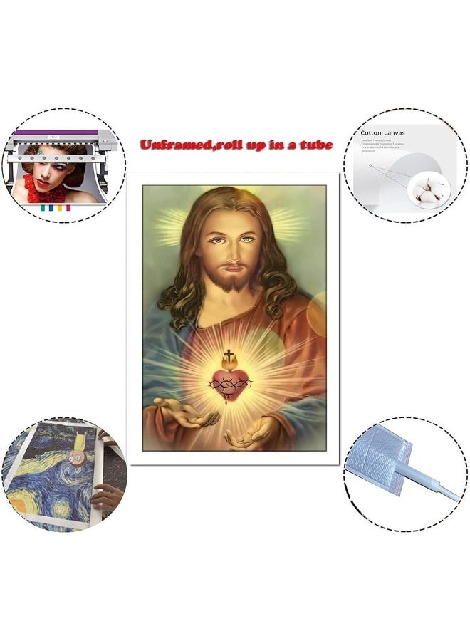 FireDeer Catholic Jesus Poster Print On Canvas Painting Christian God Pictures for Living Room No Frame - Image 2