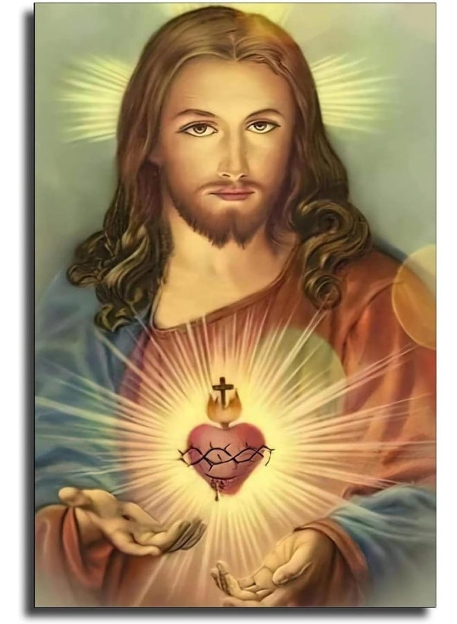 FireDeer Catholic Jesus Poster Print On Canvas Painting Christian God Pictures for Living Room No Frame - Image 1
