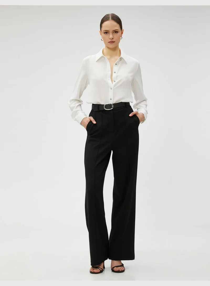 KOTON Jeweled Button Shirt Long Sleeve