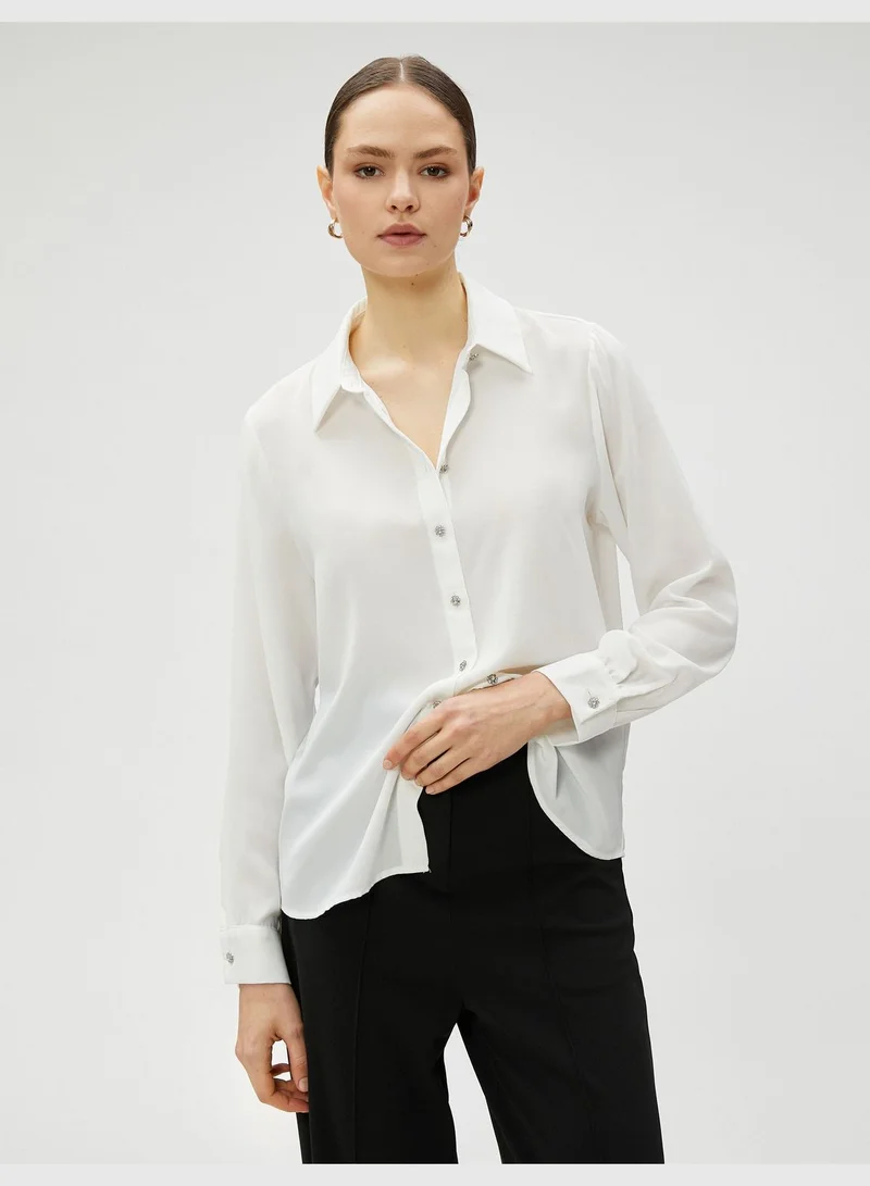 KOTON Jeweled Button Shirt Long Sleeve