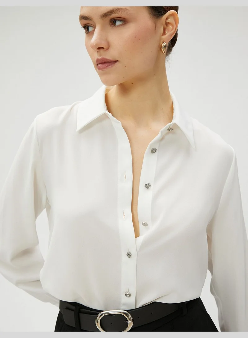 KOTON Jeweled Button Shirt Long Sleeve