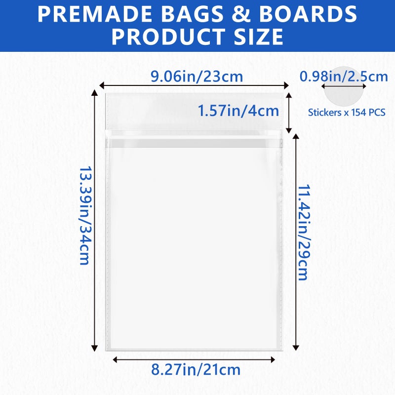 DEDC Magazine Bags and Boards â€“ Premade Resealable Sleeves with Acid-Free Backing Boards | Archival Clear Storage & Protection for Comics, Magazines & Collectibles (Premade Resealable, 50) - Image 2