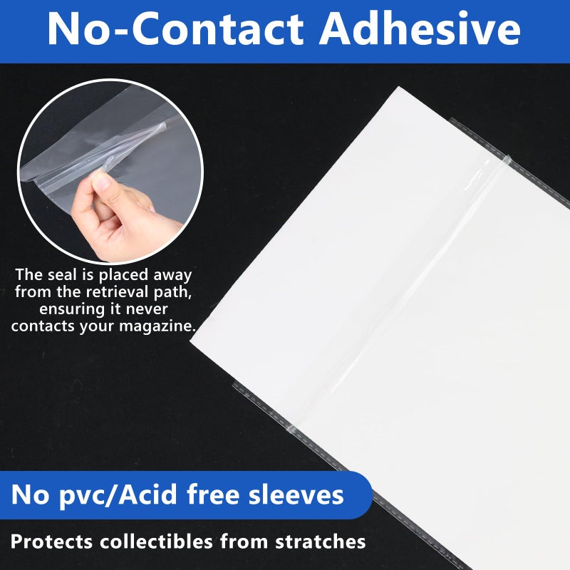 DEDC Magazine Bags and Boards â€“ Premade Resealable Sleeves with Acid-Free Backing Boards | Archival Clear Storage & Protection for Comics, Magazines & Collectibles (Premade Resealable, 50) - Image 3