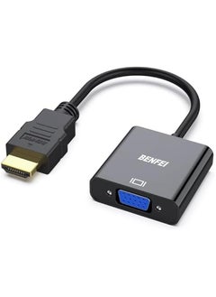 Arabest Male to Female HDMI to VGA Adapter for Computer, Monitor, Projector, HDTV - Gold-Plated, Black - Compatible with Laptop, PC, Chromebook, Raspberry Pi, Roku, Xbox, and More  - Image 1