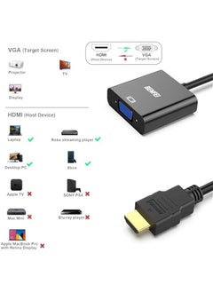 Arabest Male to Female HDMI to VGA Adapter for Computer, Monitor, Projector, HDTV - Gold-Plated, Black - Compatible with Laptop, PC, Chromebook, Raspberry Pi, Roku, Xbox, and More  - Image 3
