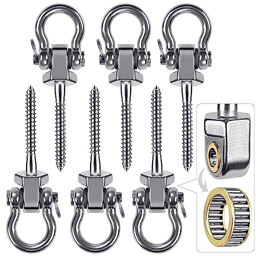BeneLabel Heavy Duty Swing Hangers with Bearings Set of 6 Stainless Steel 304 Screw Brackets for Hanging Chairs Swings Hammocks Punching Bag Indoor Outdoor Use 1500LB Capacity - Image 1