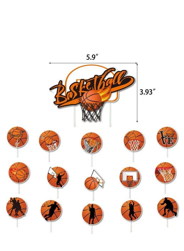مجموعة ديكورات حفلة كرة السلة 49 قطعة - تتضمن أعلام، أغطية كيك، بالونات ولوازم لحفلات أعياد ميلاد الأولاد - Image 2