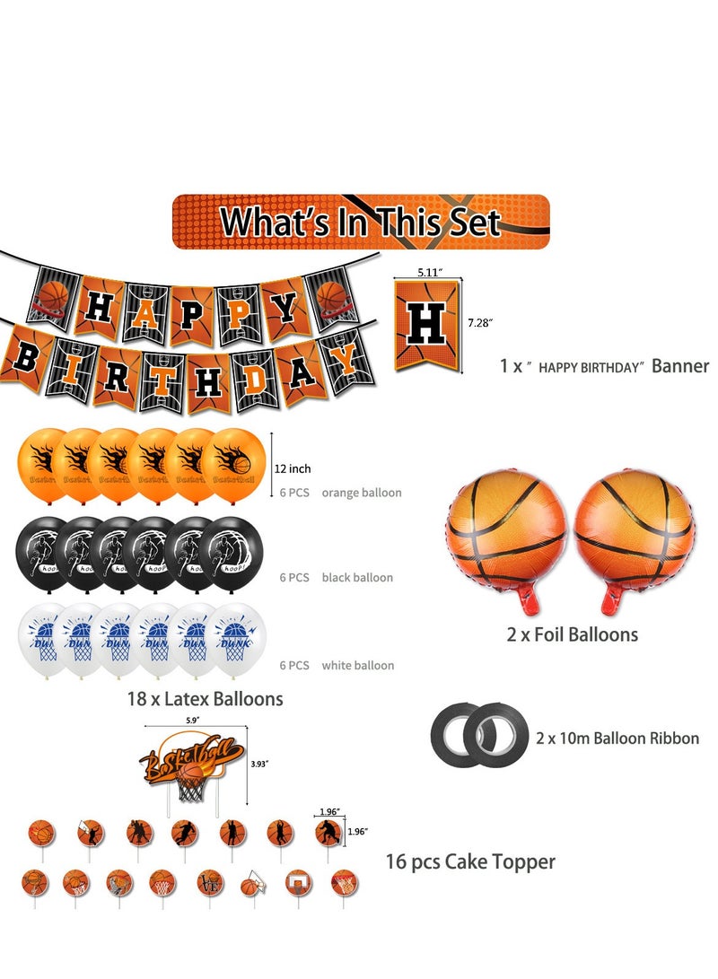 مجموعة ديكورات حفلة كرة السلة 49 قطعة - تتضمن أعلام، أغطية كيك، بالونات ولوازم لحفلات أعياد ميلاد الأولاد - Image 3