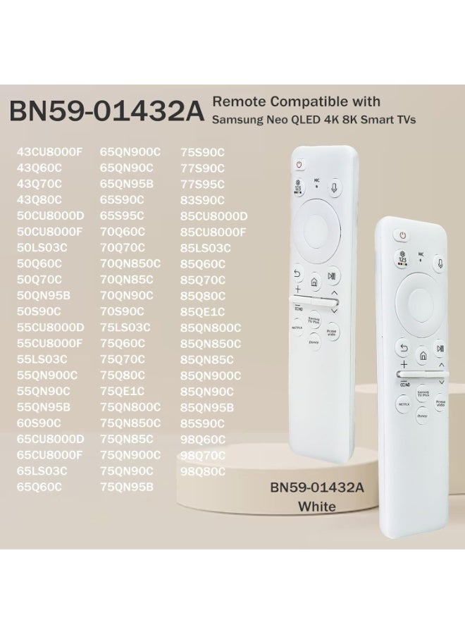 ELTRAZONE BN59-01432A TM2360E Solar Voice Remote – Compatible with Samsung Neo QLED 8K HDR, Frame & Crystal UHD Smart TVs (2023 Model) – White Eco-Friendly Remote with Solar Cell + USB-C Recharge, Bluetooth/IR, Built-in Voice Assistant, Supports BN59-01432D Replacement - Image 2