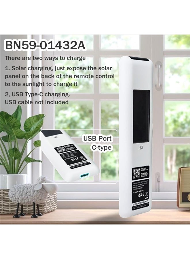 ELTRAZONE BN59-01432A TM2360E Solar Voice Remote – Compatible with Samsung Neo QLED 8K HDR, Frame & Crystal UHD Smart TVs (2023 Model) – White Eco-Friendly Remote with Solar Cell + USB-C Recharge, Bluetooth/IR, Built-in Voice Assistant, Supports BN59-01432D Replacement - Image 3
