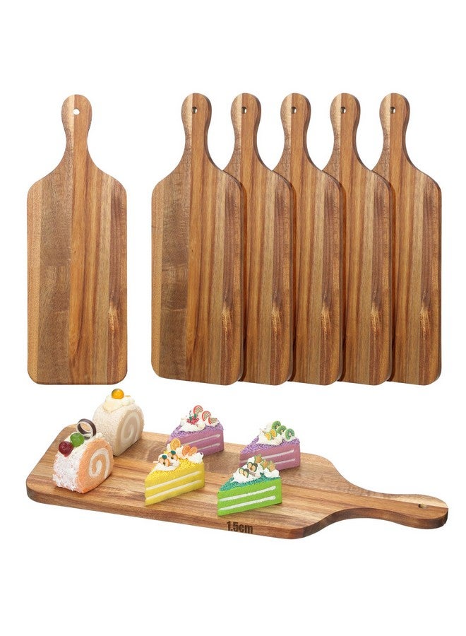 Rtteri 6 Pcs Acacia Wood Cutting Board with Handles Kitchen Thicken Chopping 17 x 6 Inch Wooden Charcuterie Serving Blank Boards Bulk for Engraving Wedding Housewarming Gift - Image 1