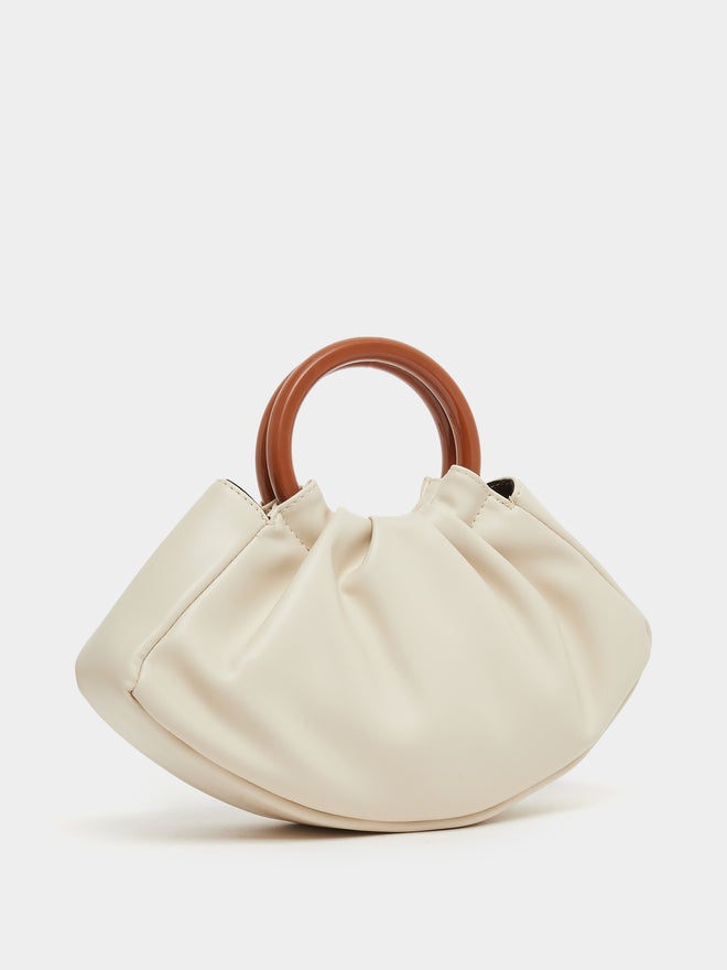 Styli Styli Pleated with Wooden Handle Handbag - Image 1