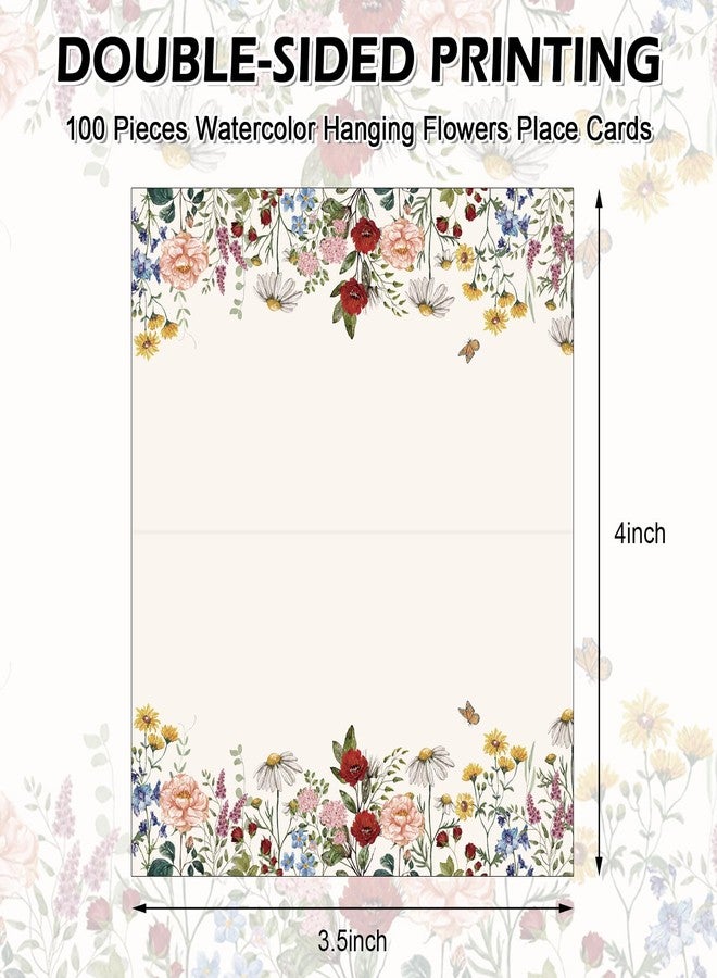 Whaline 100Pcs Floral Place Cards 2 x 3.5 Inch Vintage Wildflower Tented Cards Blank Table Name Sign for Wedding Banquet Bridal Baby Shower Birthday Party Table Setting Supplies - Image 2