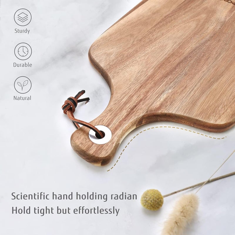 hecef Upgrade Bigger Cheese Board set of 4, a Acacia Wood Cheese Plate and 4 Pcs Knives, Charcuterie Platter Serving Tray for Appetizers - Image 3