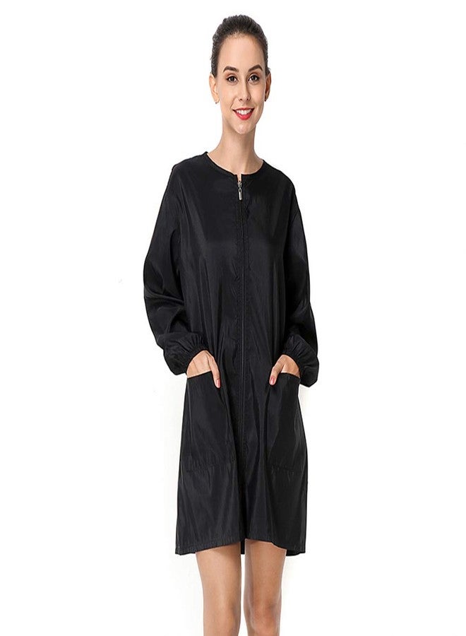 Exttlliy Polyester Fabric Salon Smock Professional Hair Stylist Jacket Waterproof Haircut Cape Barber Apron (Black, XL) - Image 1