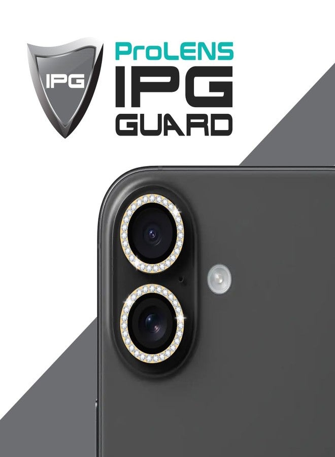 IPG ProLENS Diamond Frame Rhinestones Bling Camera Lens Protector for iPhone 16-16 Plus Alumina Silicate Tempered Class, HD Clarity, Scratch-Resistant, Individual Lens Cover for 16+DIAgold - Image 3
